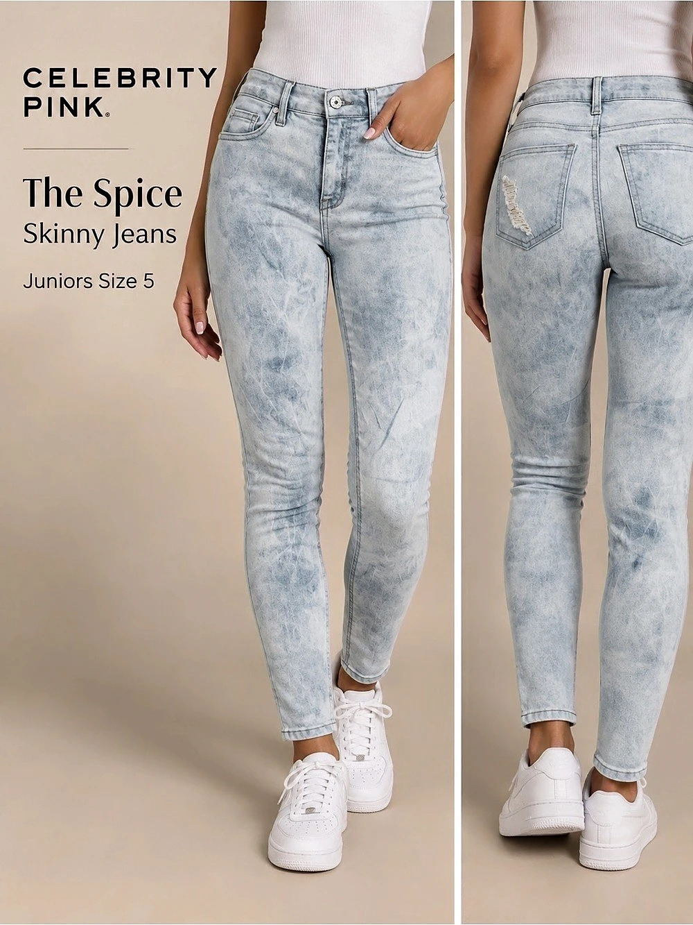 Celebrity Pink The Spice Acid Wash Skinny Jeans Juniors Size 5
